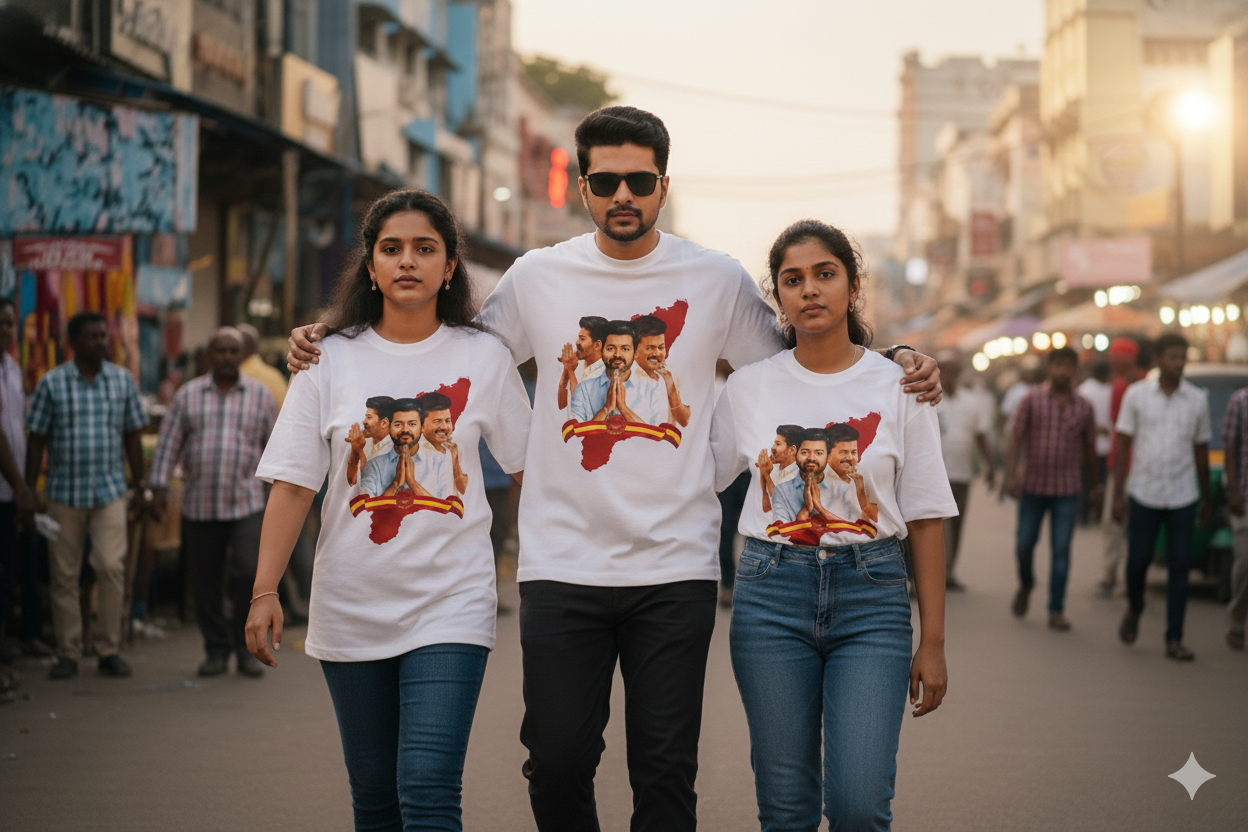 TVK party vijay printed white premium tshirt