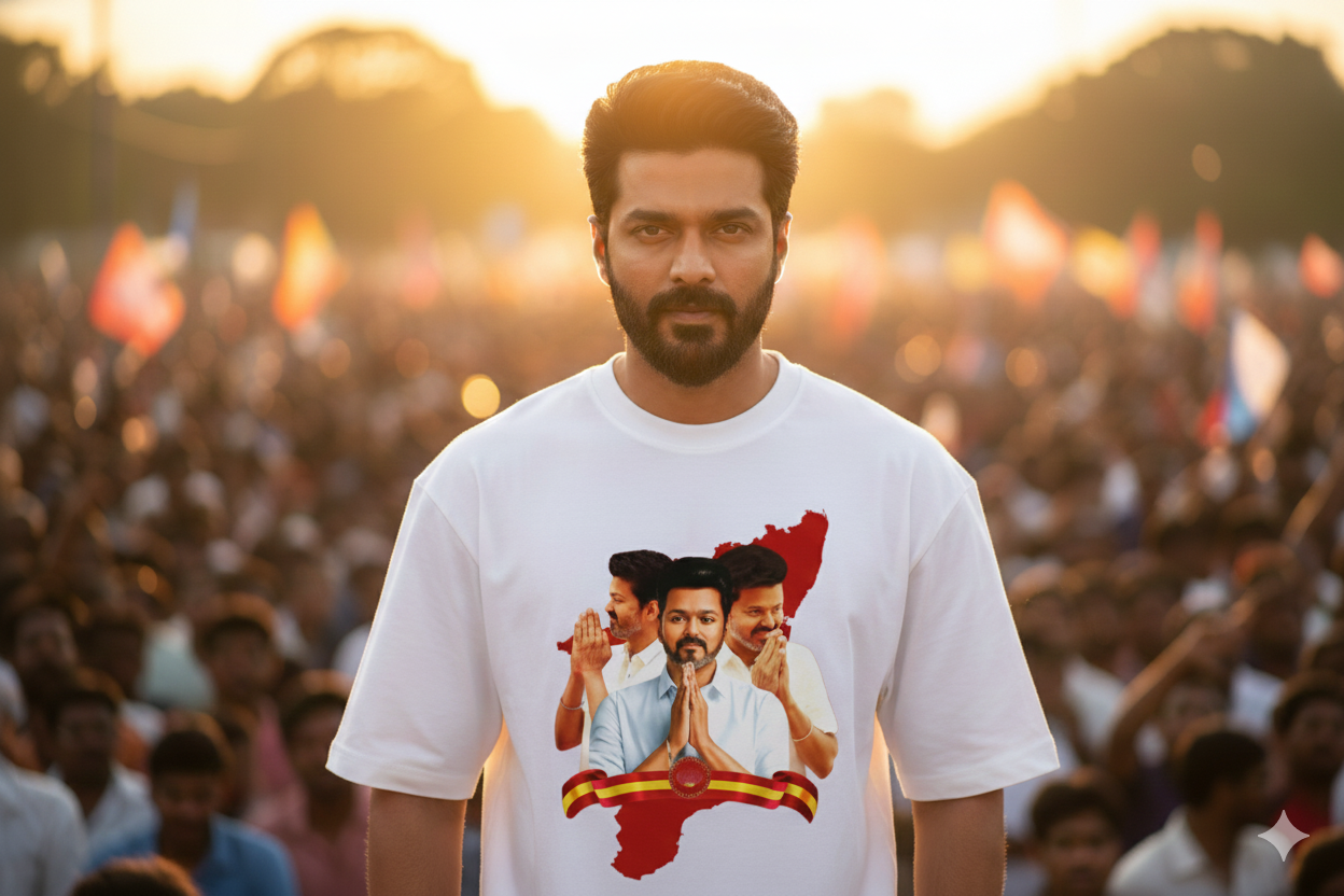 TVK party vijay printed white premium tshirt